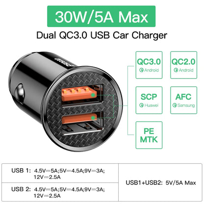 Chargeur voiture 30W - USB A / USB C