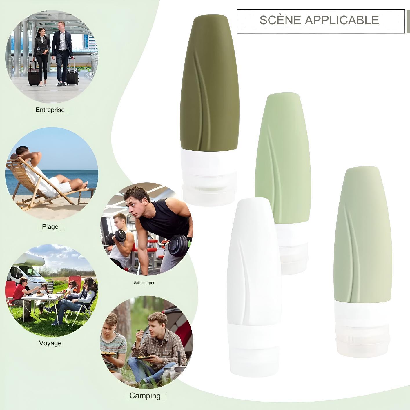 Flacons de Voyage en silicone - sans BPA X4