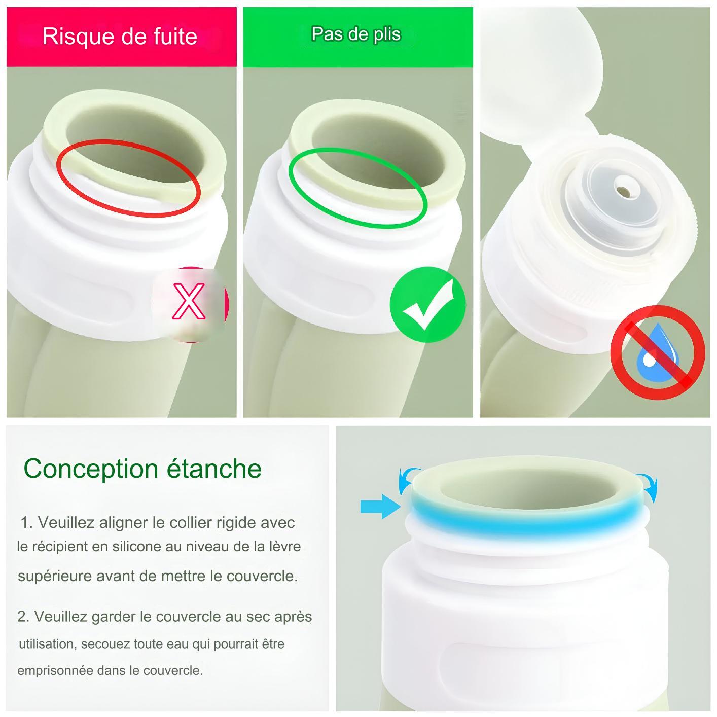 Flacons de Voyage en silicone - sans BPA X4