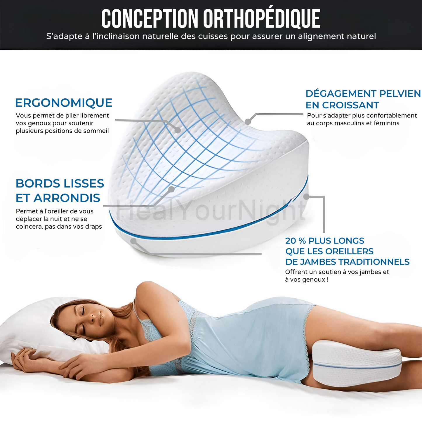 Coussin de Jambes - Mémoire de forme ergonomique