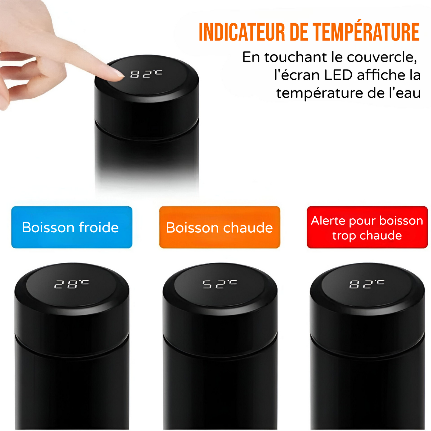 Bouteille isotherme 500ml - Affichage température LED